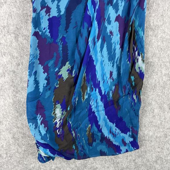 Diane Von Furstenberg Silk Dress Womens 2 Blue Faux Wrap Drapey Neiman DVF Y2K - Picture 14 of 16